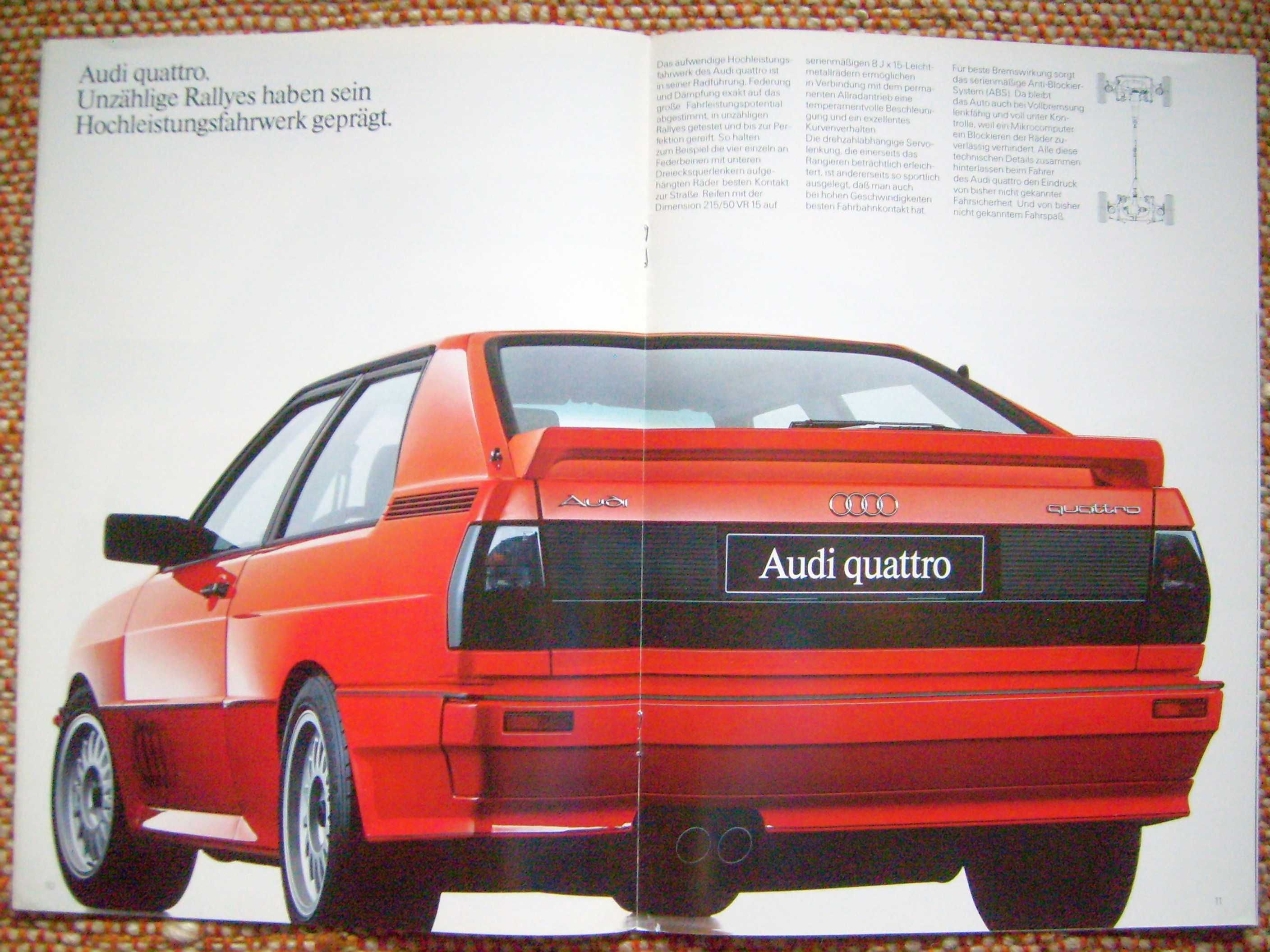 AUDI Quattro 2.2 / Typ 85 B2 * prospekt 1987 rok, 16 stron