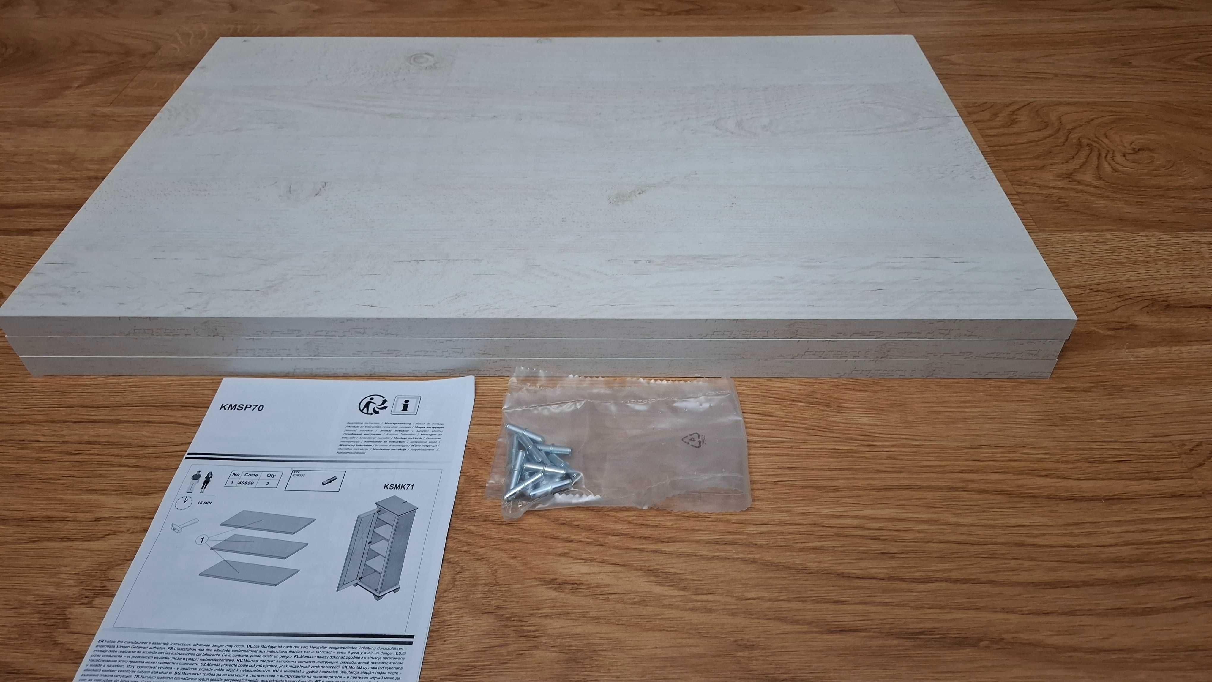 Zestaw 3 Półek Drewno Sosna Biały 59,8 x 37 x 1,5 Forte Kashmir