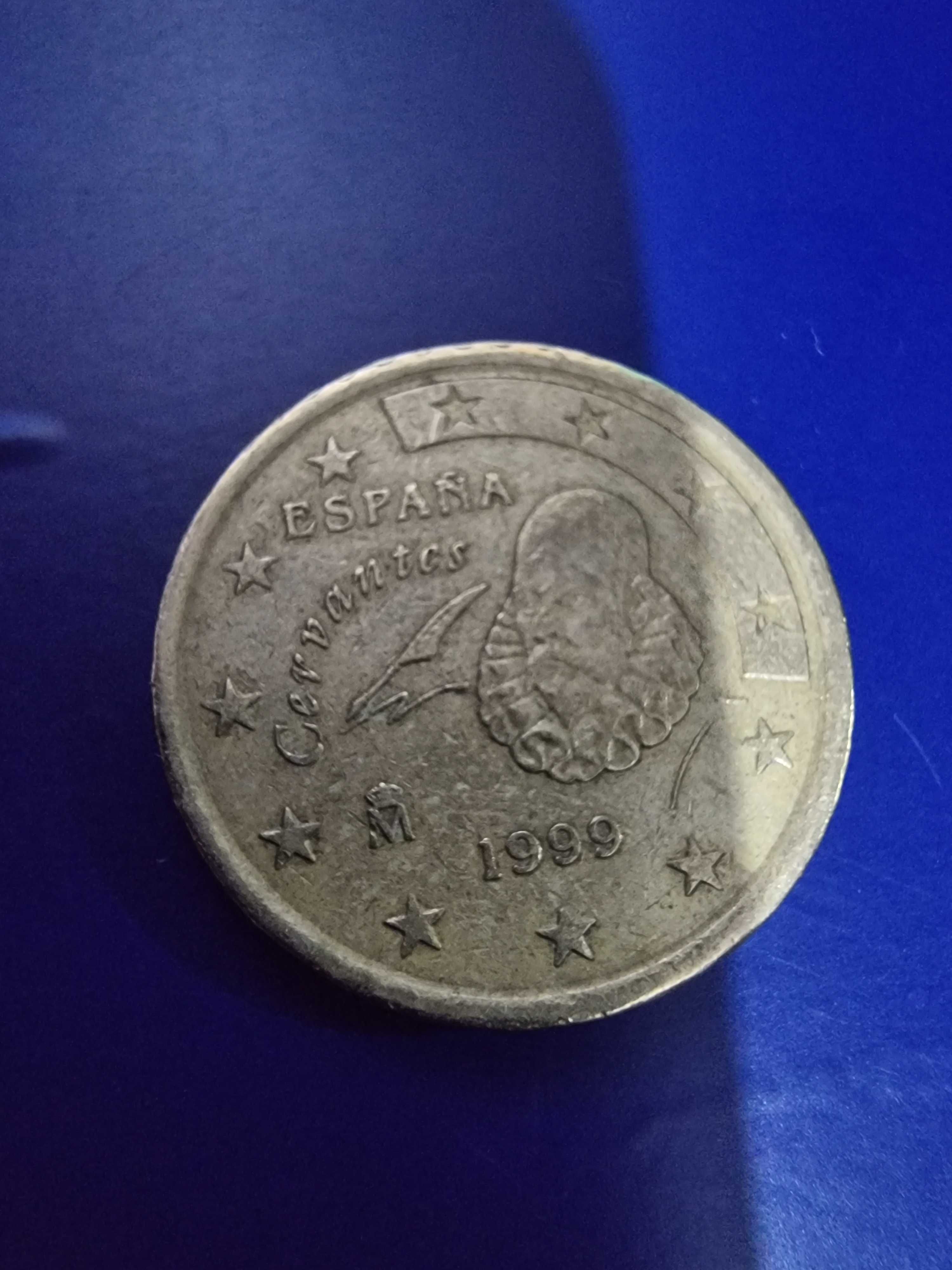 Moeda de 50 centimos cervantes rara espanha 1999