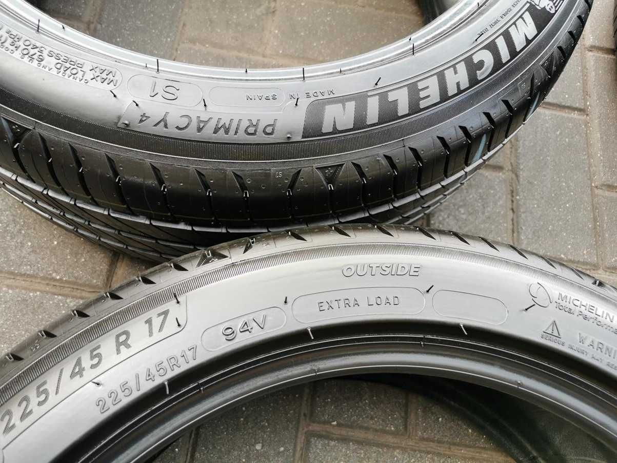 225/45 94V R17 MICHELIN PRIMACY4 S1 2024r 8mm NOWE Letnie Opony 4szt