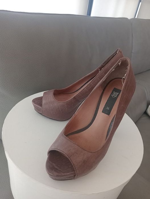 Sapatos Mango couro castanho 37