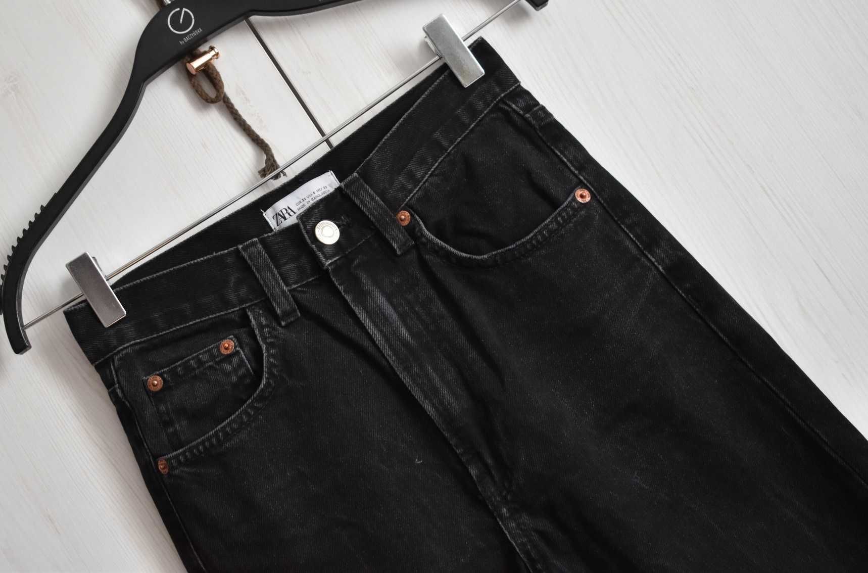 Spodnie dżinsowe XXS wysoki stan dżinsy jeansowe wide leg proste Zara