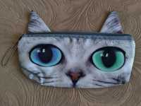 Пенал 3D кот с гетерохромией (один глаз голубой, другой зеленый)