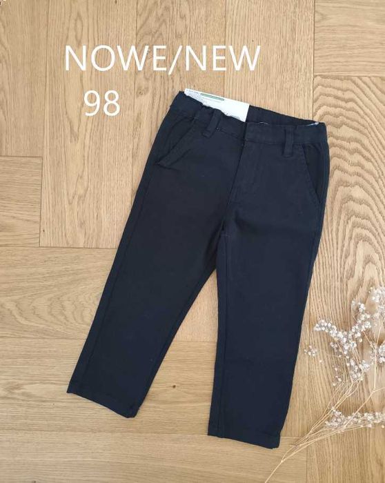Nowe spodnie chino 98 chłopięce chinosy czarne eleganckie