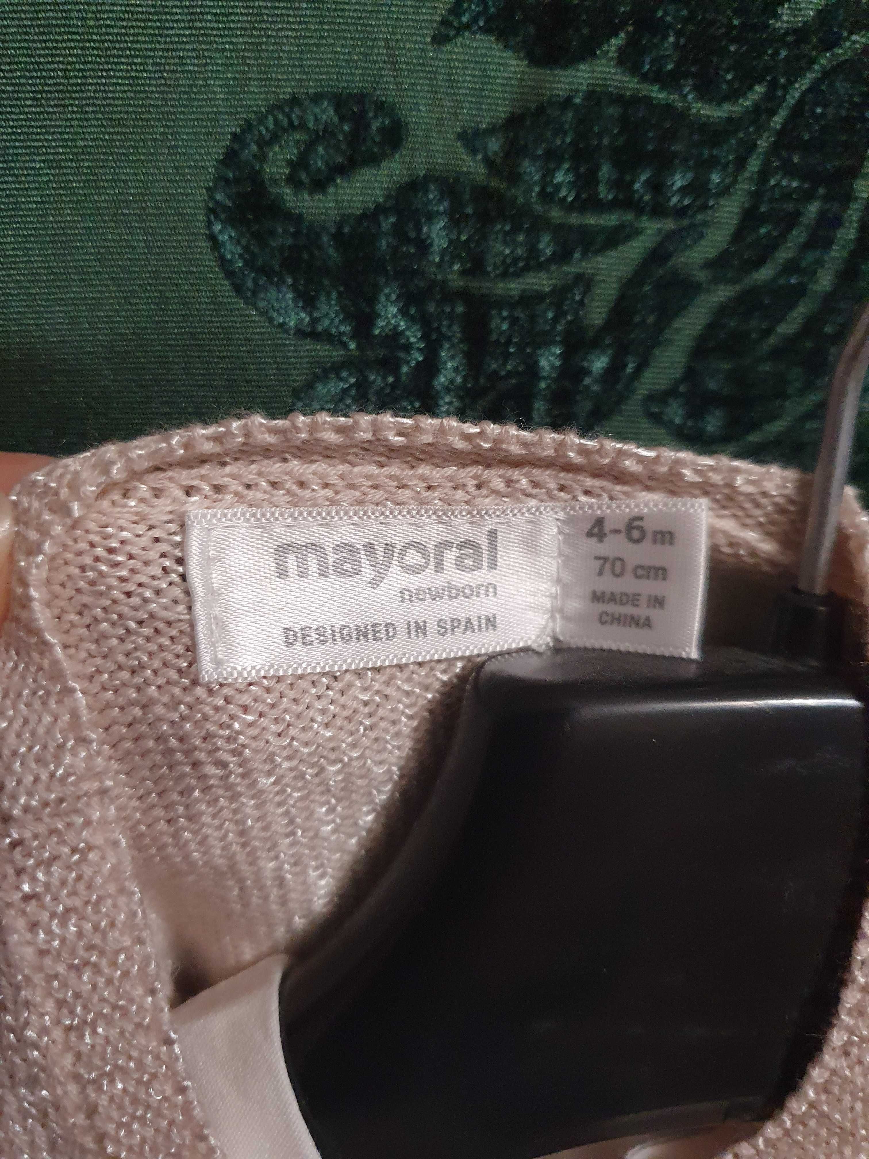 Komplet do chrztu MAYORAL (sukienka 68, bolerko 70, buciki 17) +gratis