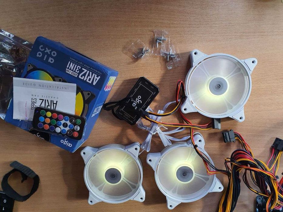Кулера 120мм 3 шт ALGO AR12 ARGB с контроллером и пультом.