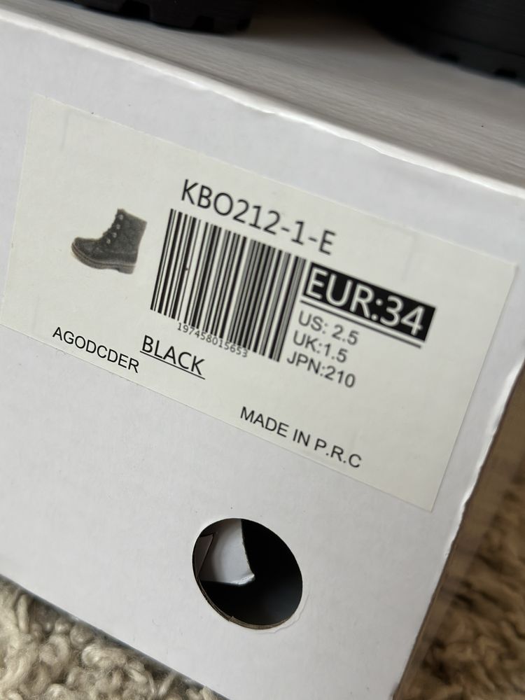 Nowe czarne botki buty dla dziewczynki 34