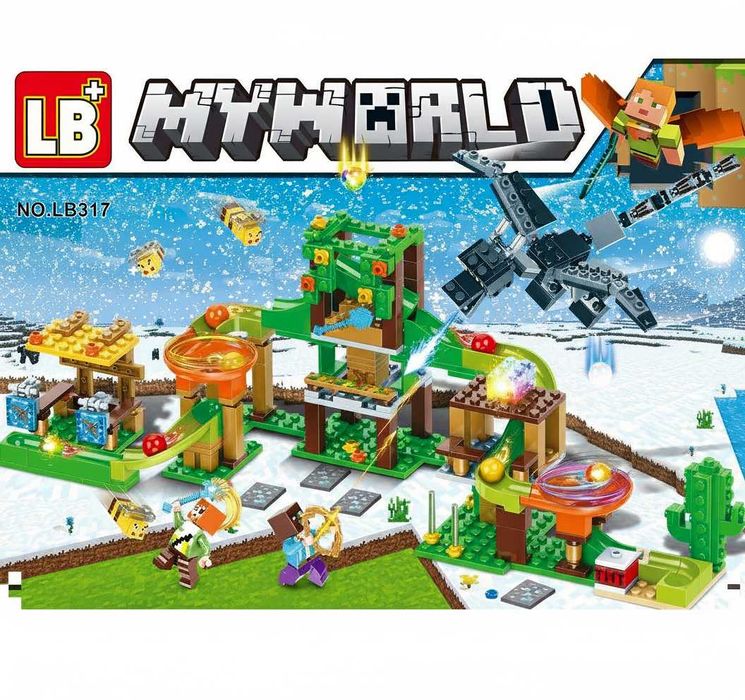 Лего Майнкрафт Нападение Дракона, 356 деталей, свет. блоки. MINECRAFT