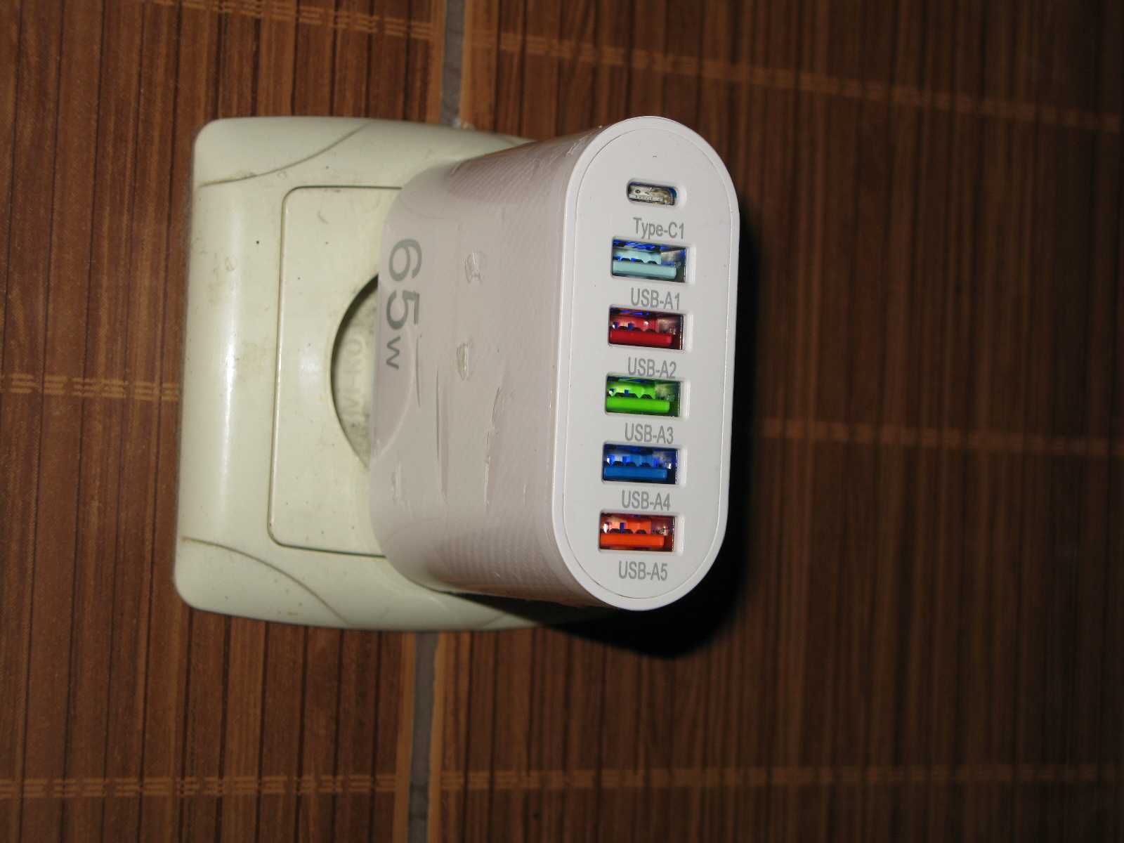 Адаптер на 5 устройств,Зарядное устройство 65W Type-C,USB