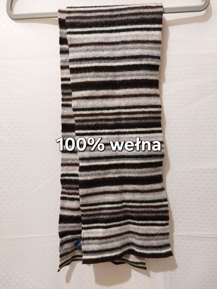 Szal w paski 100% wełna unisex