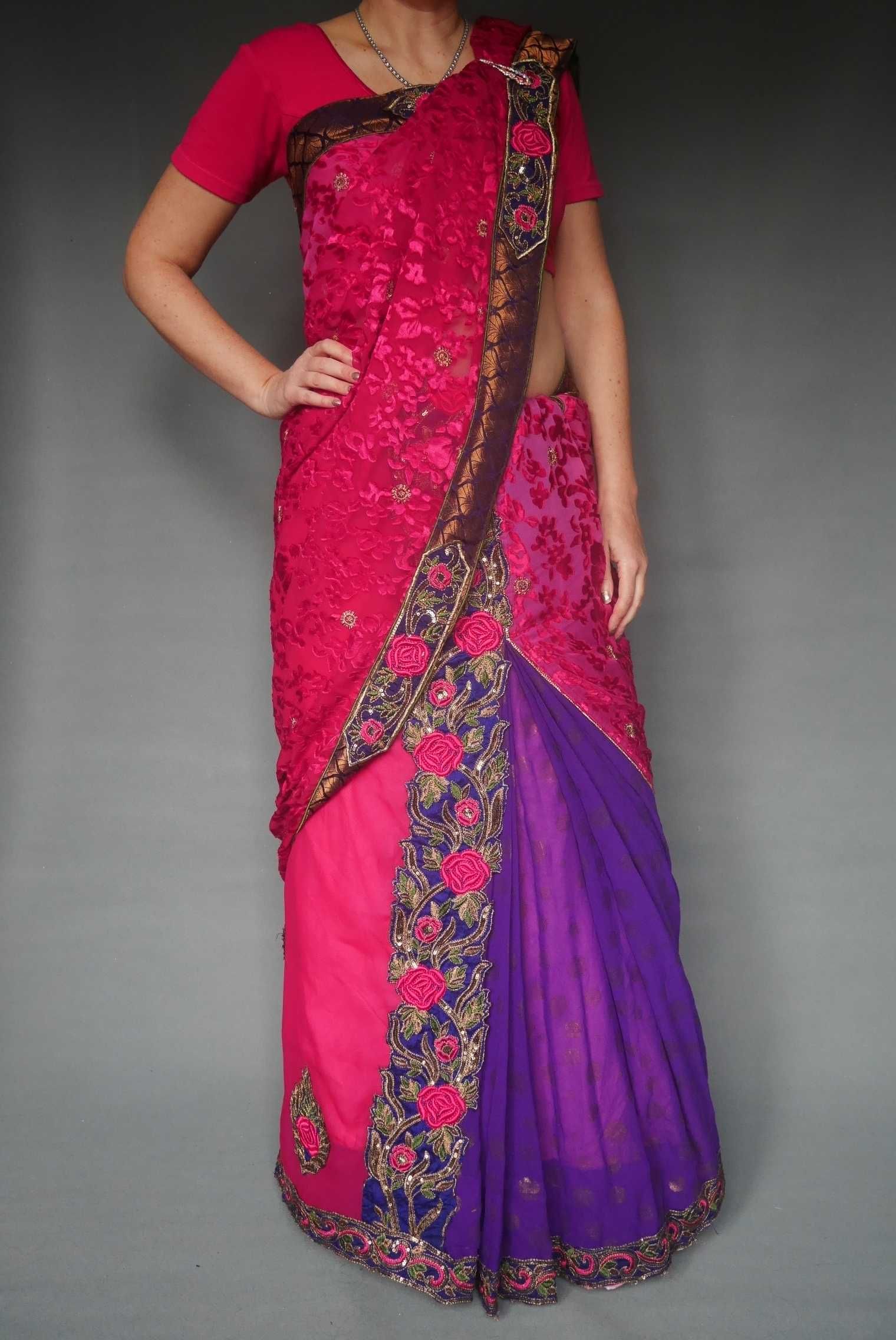 Сари индийское нарядная ткань