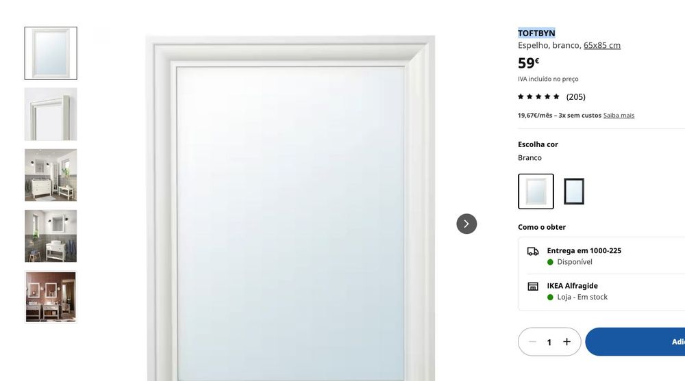 Espelho Ikea TOFTBYN