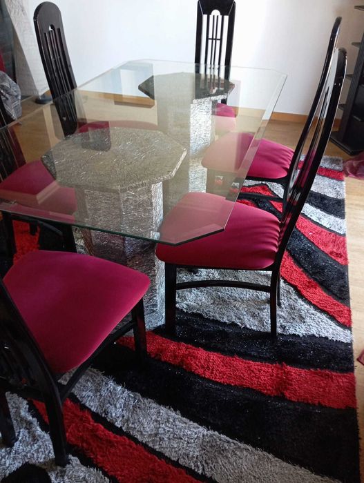 Mesa de Jantar Em Vidro e Marmore