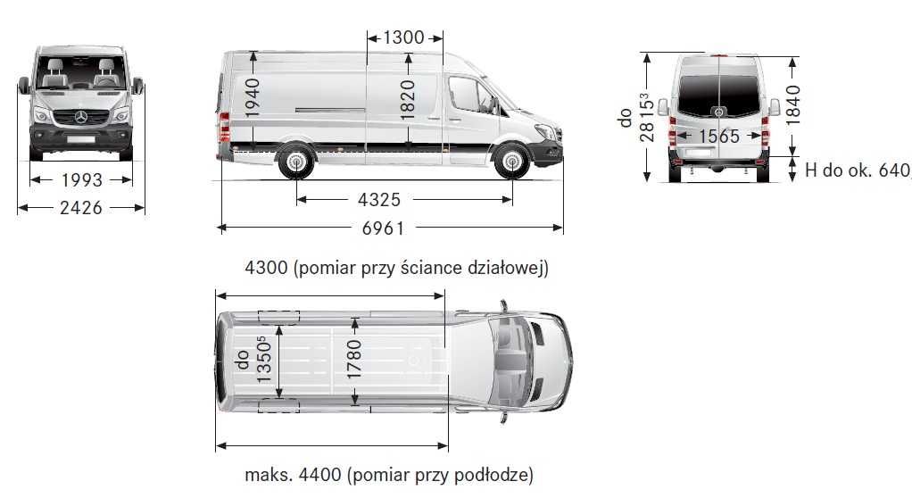 Wynajem Długoterminowy busa  - Mercedes Sprinter L1H1 do L3H2