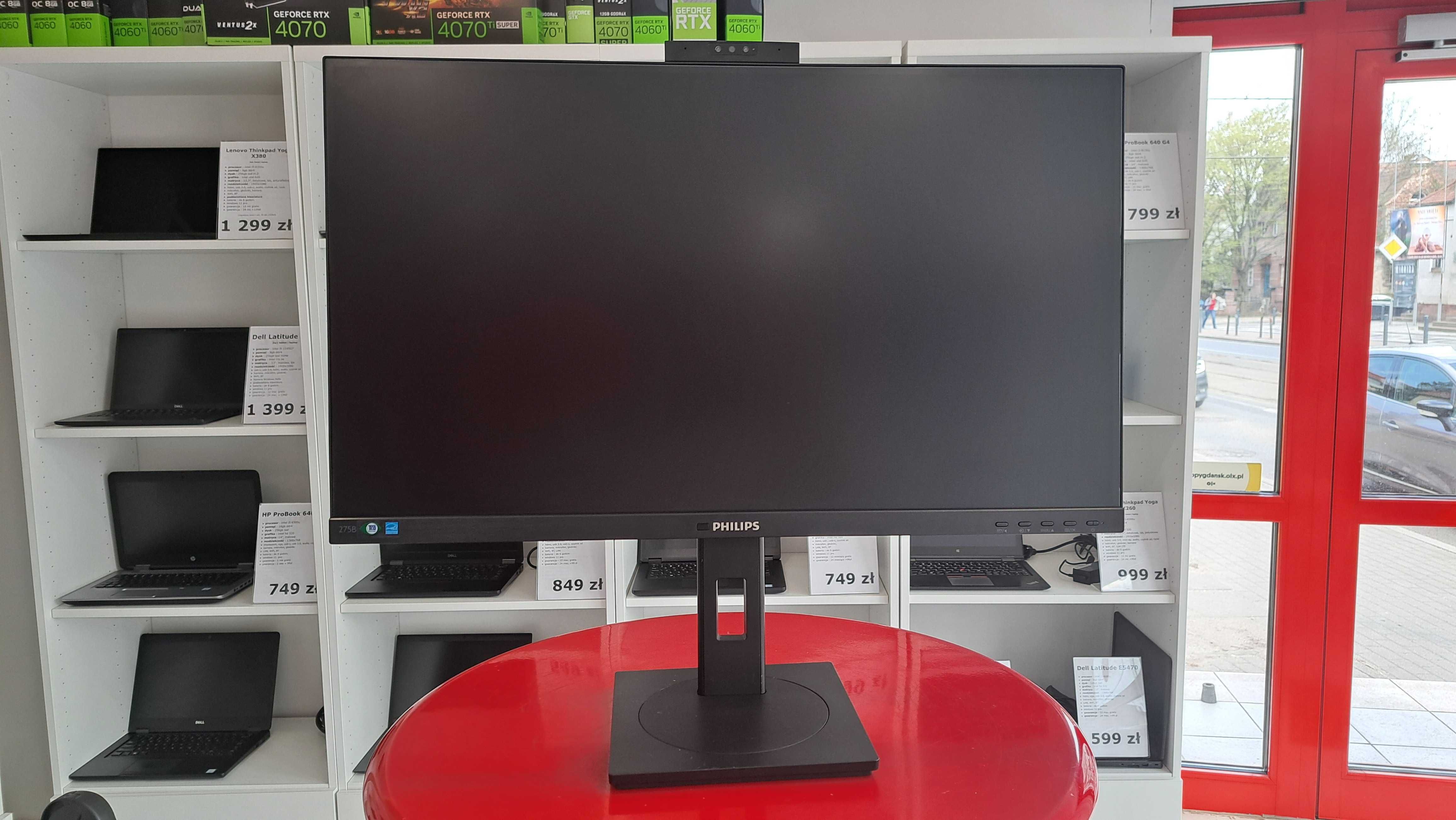 Monitor Philips  27" 2560x1440p Kamera Głośniki Regulacja Wys/Obrót