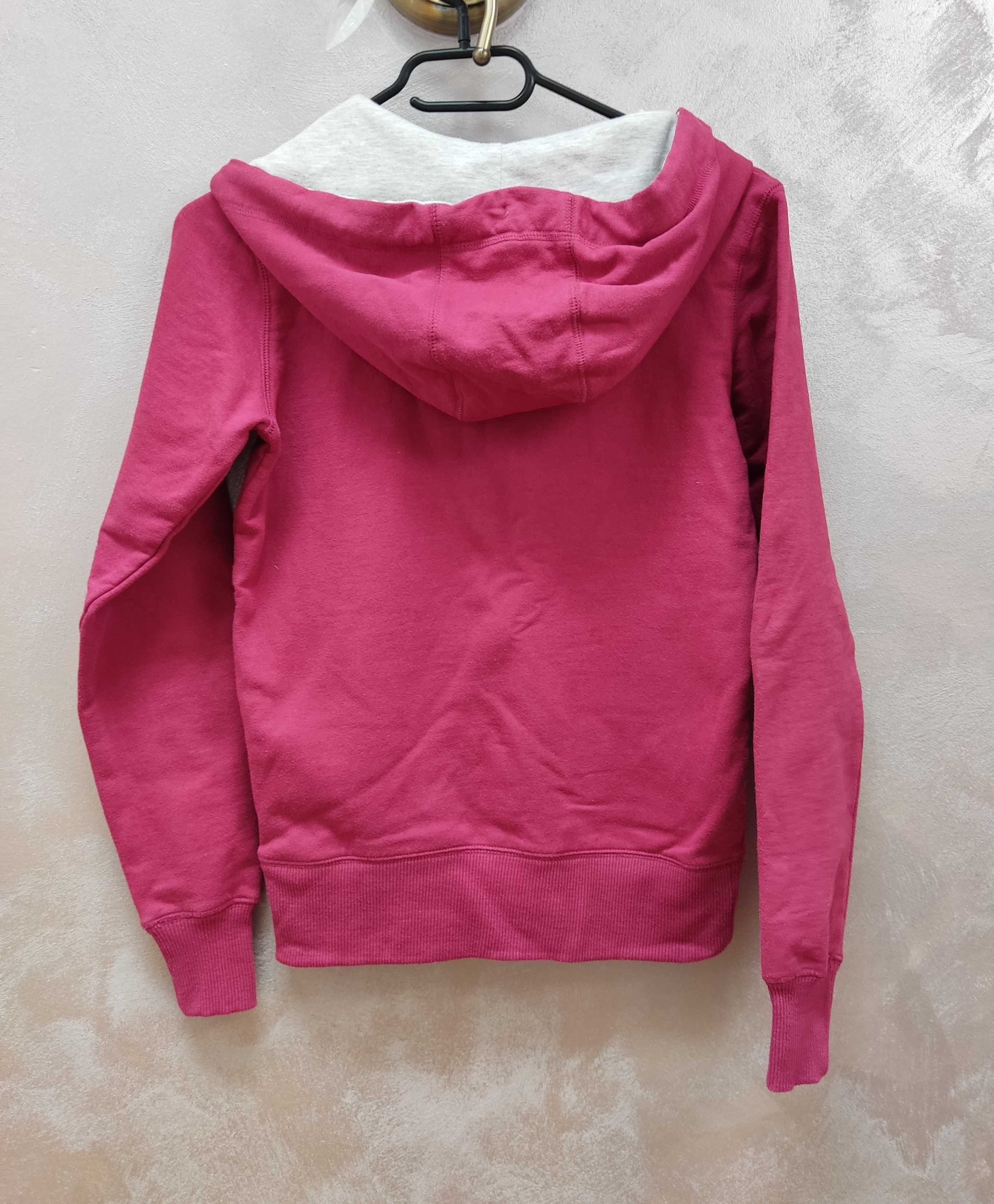 Bluza damska młodzieżowa rozpinana z kapturem hoodie różowa ciemny róż