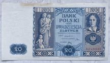 Banknot Polska IIRP 20 Złotych 1936 r. Seria AL Stan -I -UNC