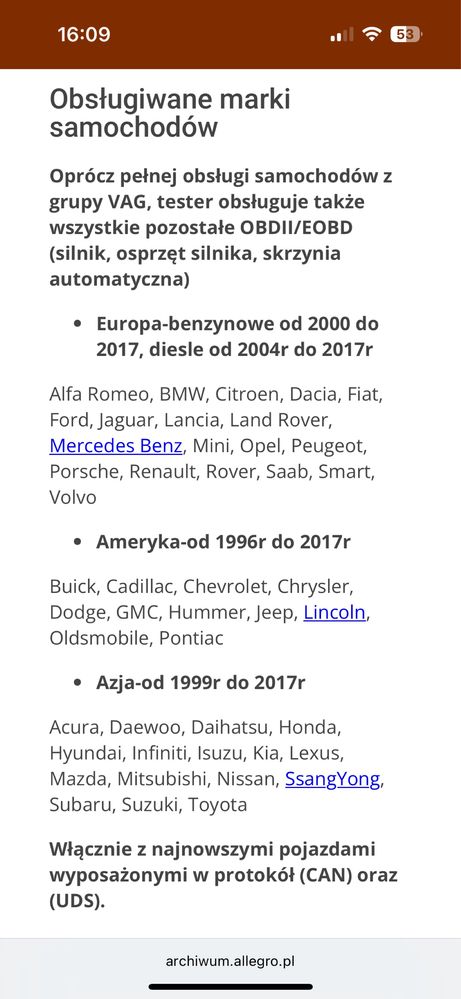 Komputer/Skaner diagnostyczny OBD 2