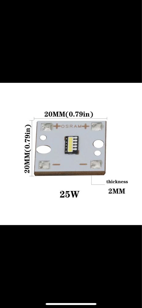 Osram чип 25w на медной подложке, супер яркий, мощный