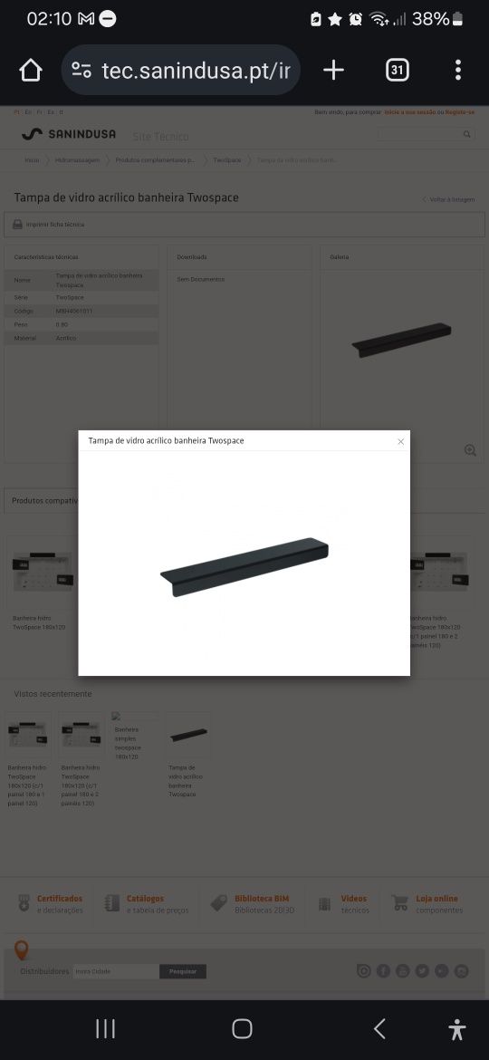 Banheira Simples TwoSpace 180x120 Sanindusa