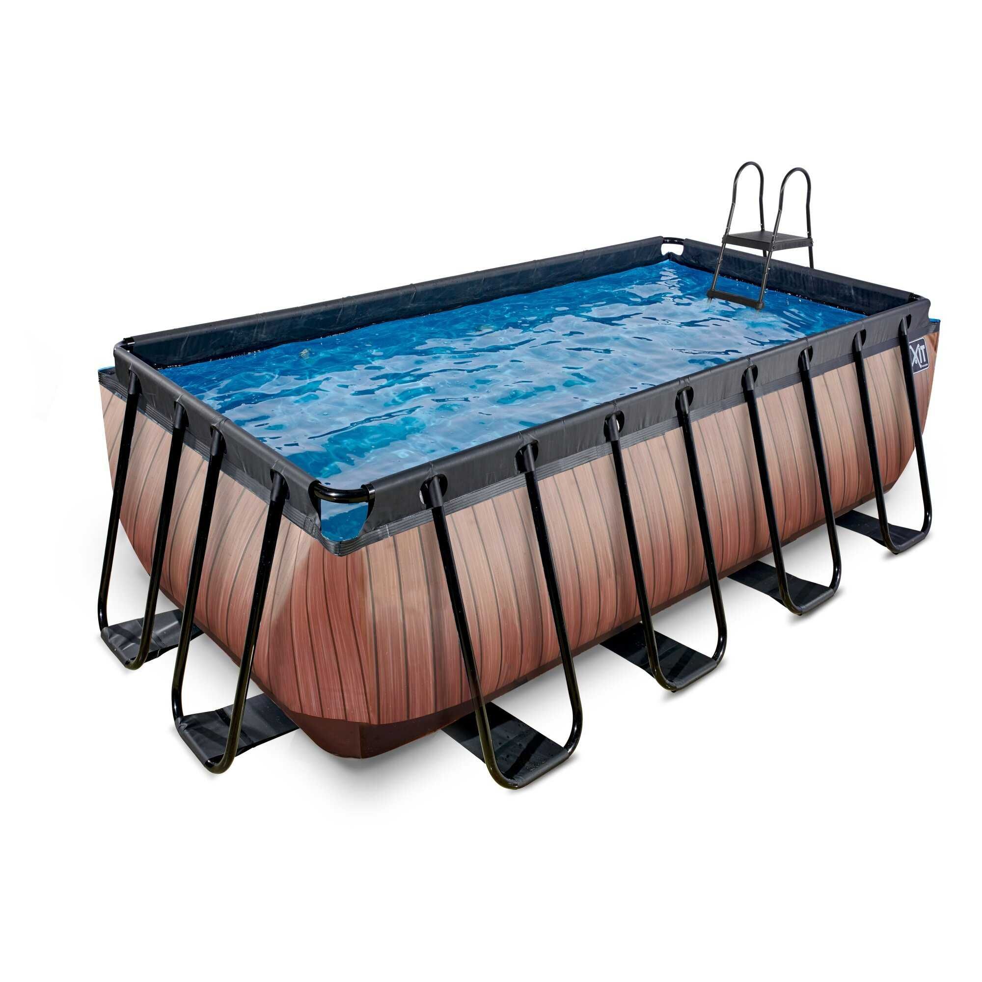 Basen EXIT Wood drewno prostokąt 400x200x122cm WYSOKI drabin pompa XL