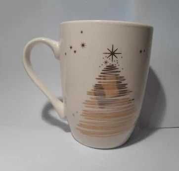 Kubek ceramiczny kremowy z choinką, Altom Design, 300 ml