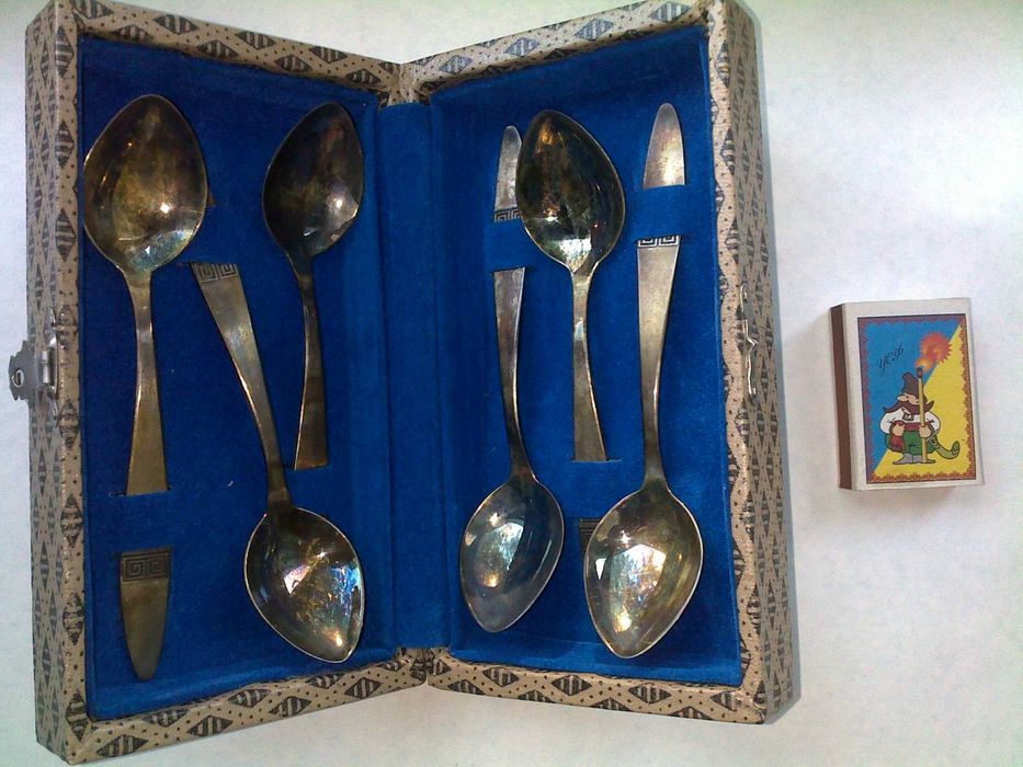 Коллекционные ложки чайные Меандр серебро позолота Таллин ссср