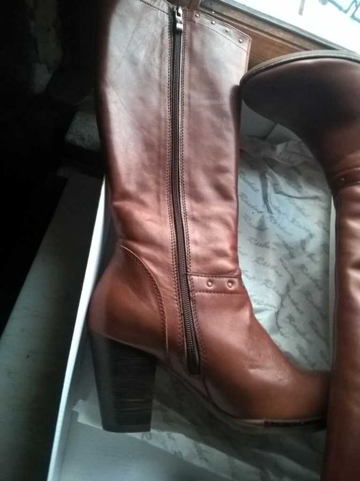 NOWE Buty-Kozaki Kowbojki Damskie38 Natural skóra100% Jasny BRĄZ+Fleki