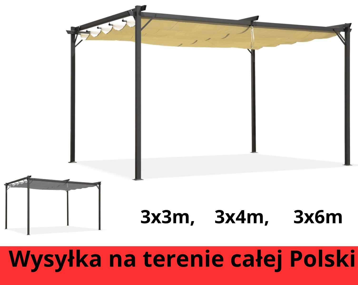 NOWA PERGOLA pawilon z dachem ogrodowy wiata 3x3 3x4 3x6m WYSYŁKA