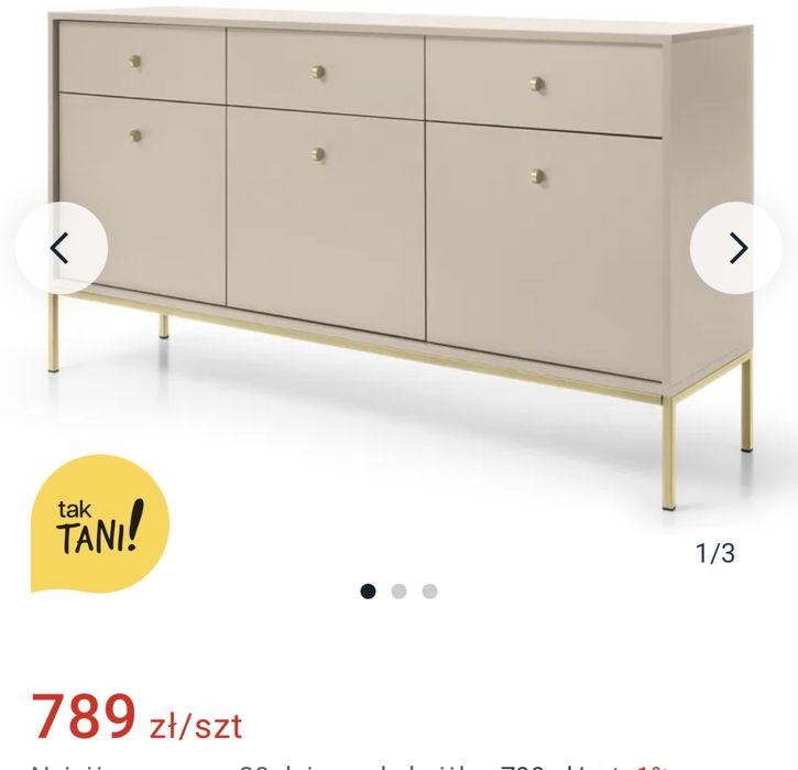 Komoda bez piaskowy / zloty