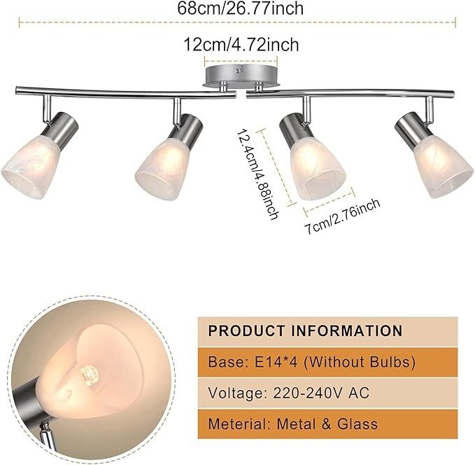 Unikcst 4-punktowy reflektor sufitowy LED, E14