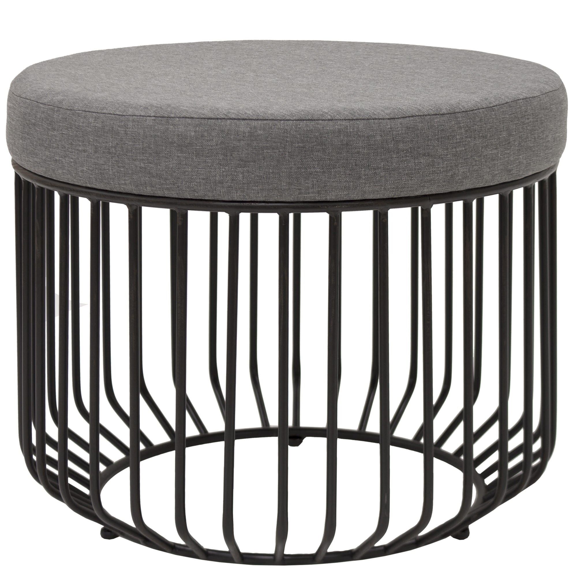Siedzisko pufa loft metal len czarny szary