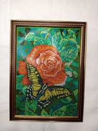 Алмазна картина "троянда з метеликом"
