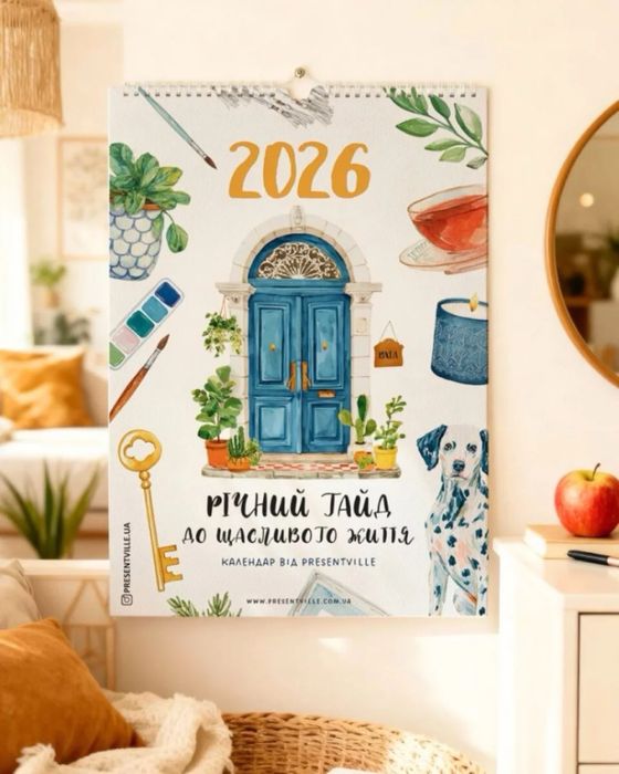 Настінний річний календар планер на 2026 рік «Гайд до щасливого життя»