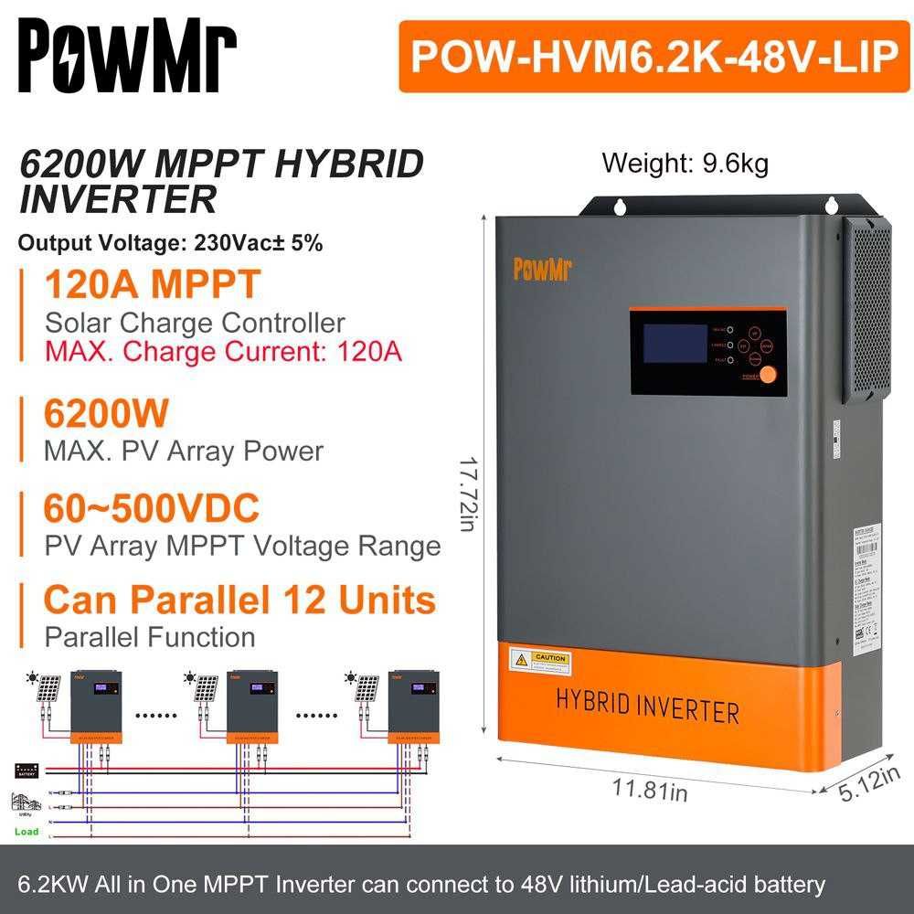 Гібридний інвертор PowerMr 6,2 кBт з Паралельним Підключенням до 12 шт