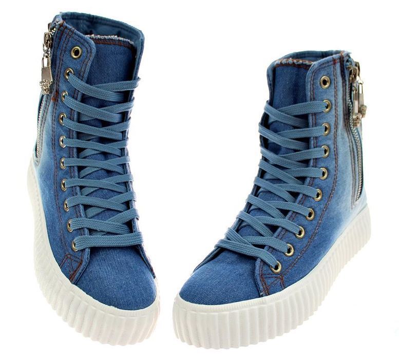 Rozmiar: 38 Botki Wysokie Jeansowe Buty Damskie 5873