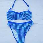 Biquini azul riscas
