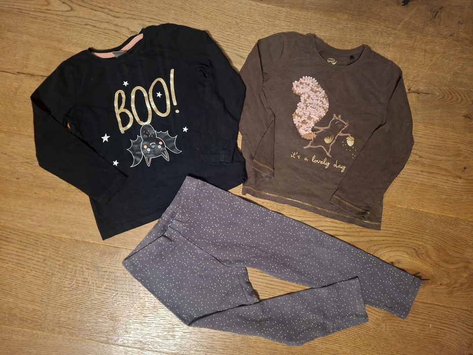 Bluzka halloween koszulka z długim rękawem 110 czarna+ spodnie leginsy