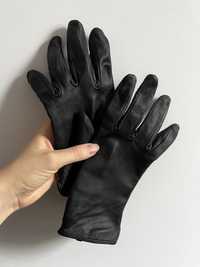 H&M czarne skórzane damskie rękawiczki