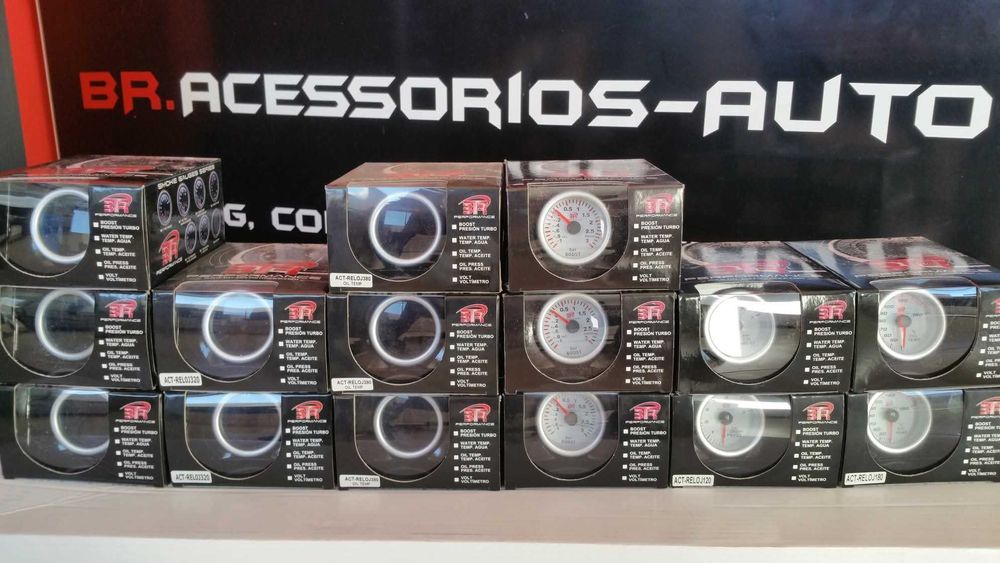 Manómetros Fundo Preto & Branco Press Turbo 3 Bar/Press Óleo/Temp Óleo