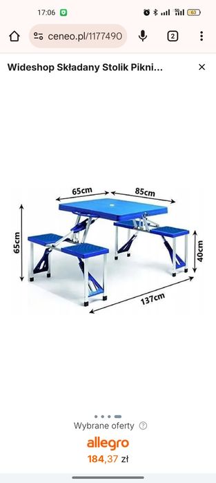 Stolik turystyczny rozkładany z krzesłami w walizce