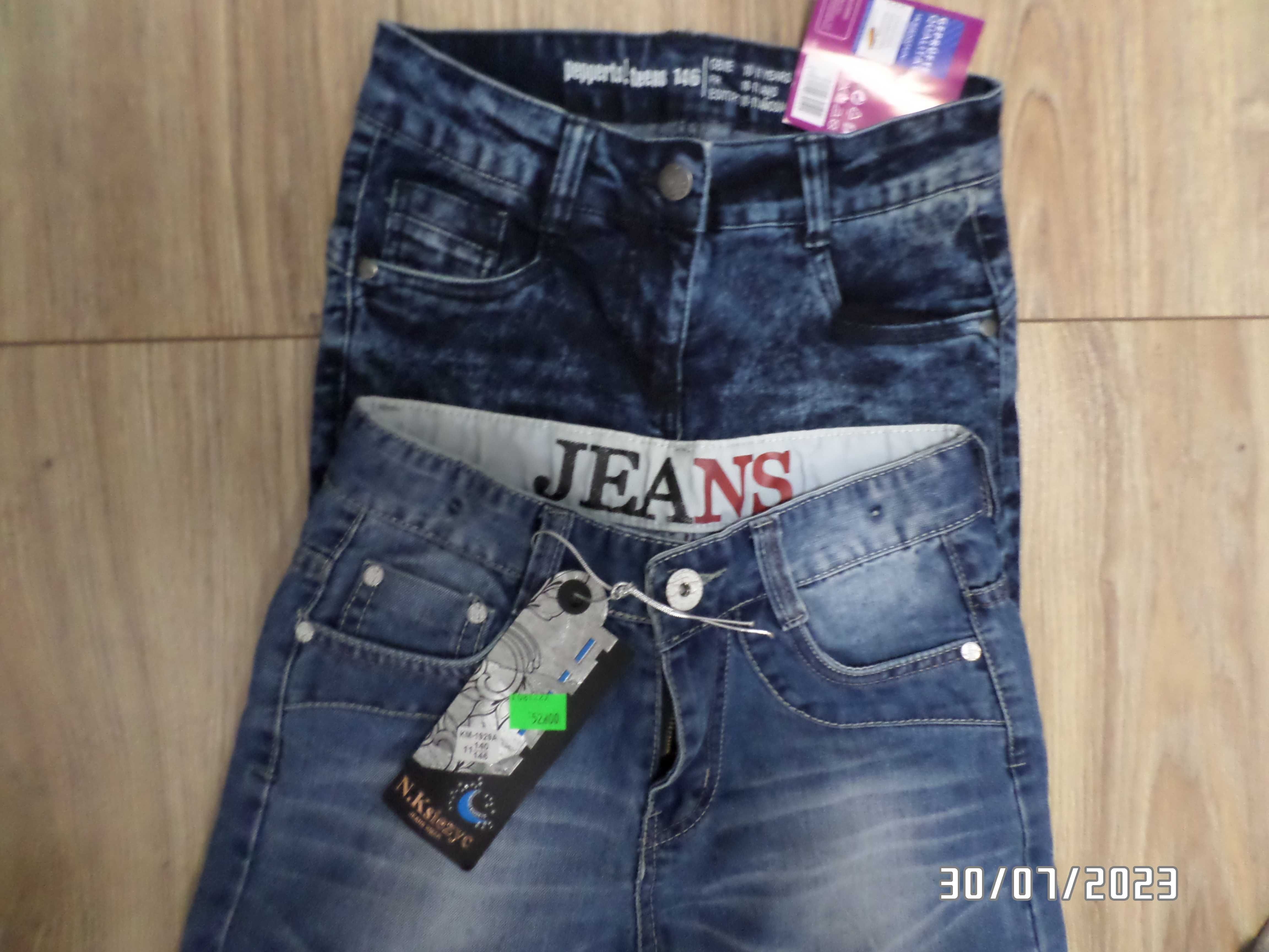 2 pary spodnie jeans-140/146 cm-elastyczne-10-11 lat