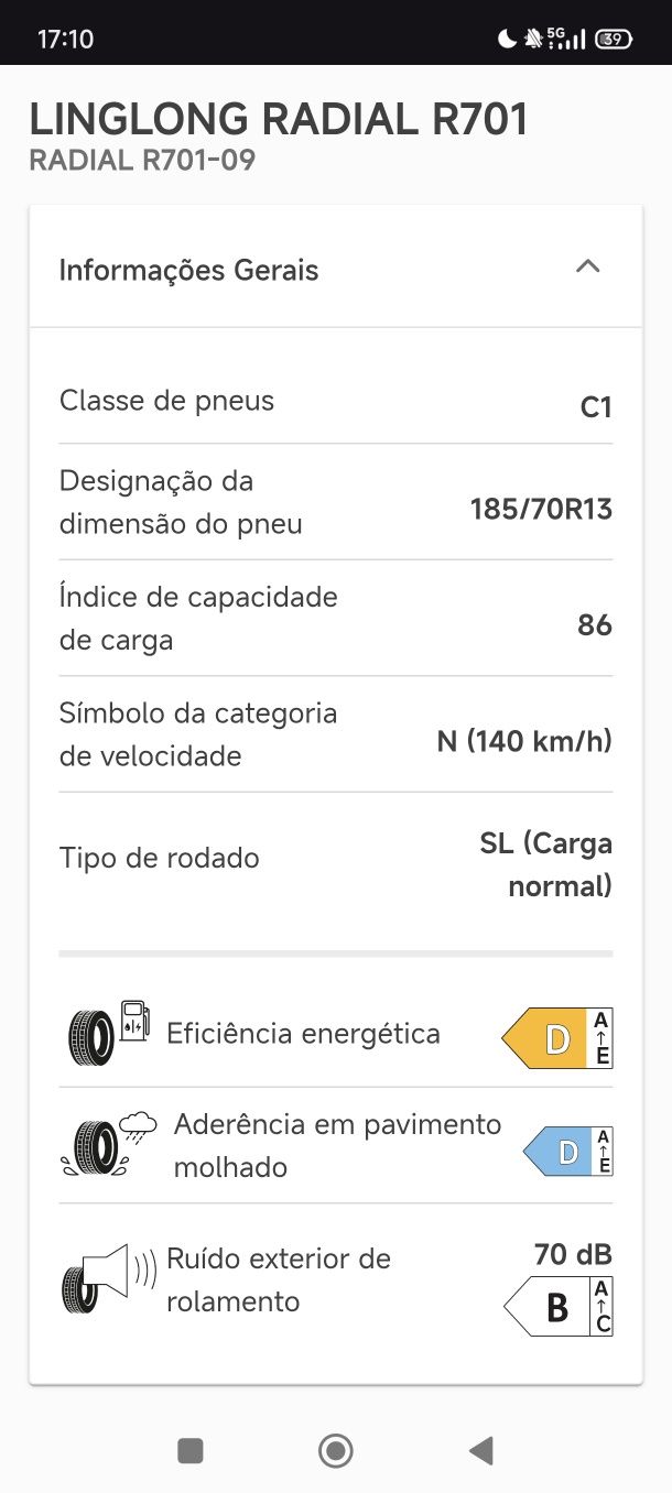 Roda 185/70 r13 reforçada