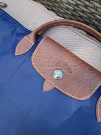 Granatowa niebieska torba torebka podróżna podreczna jak longchamp