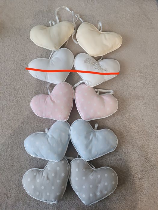 Materiałowe serca zawieszki/girlanda