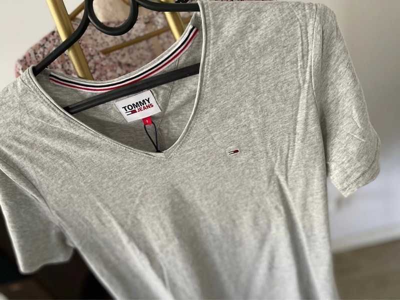 Tommy Hilfiger t-shirt bawełniany bawełna organiczna dekolt V koszulka