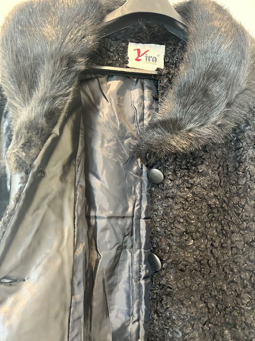 Krótkie futerko płaszczyk eko skóra 42/44 miś teddy