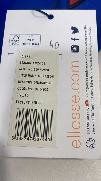 Body feminino Ellesse Montebon Bleu M