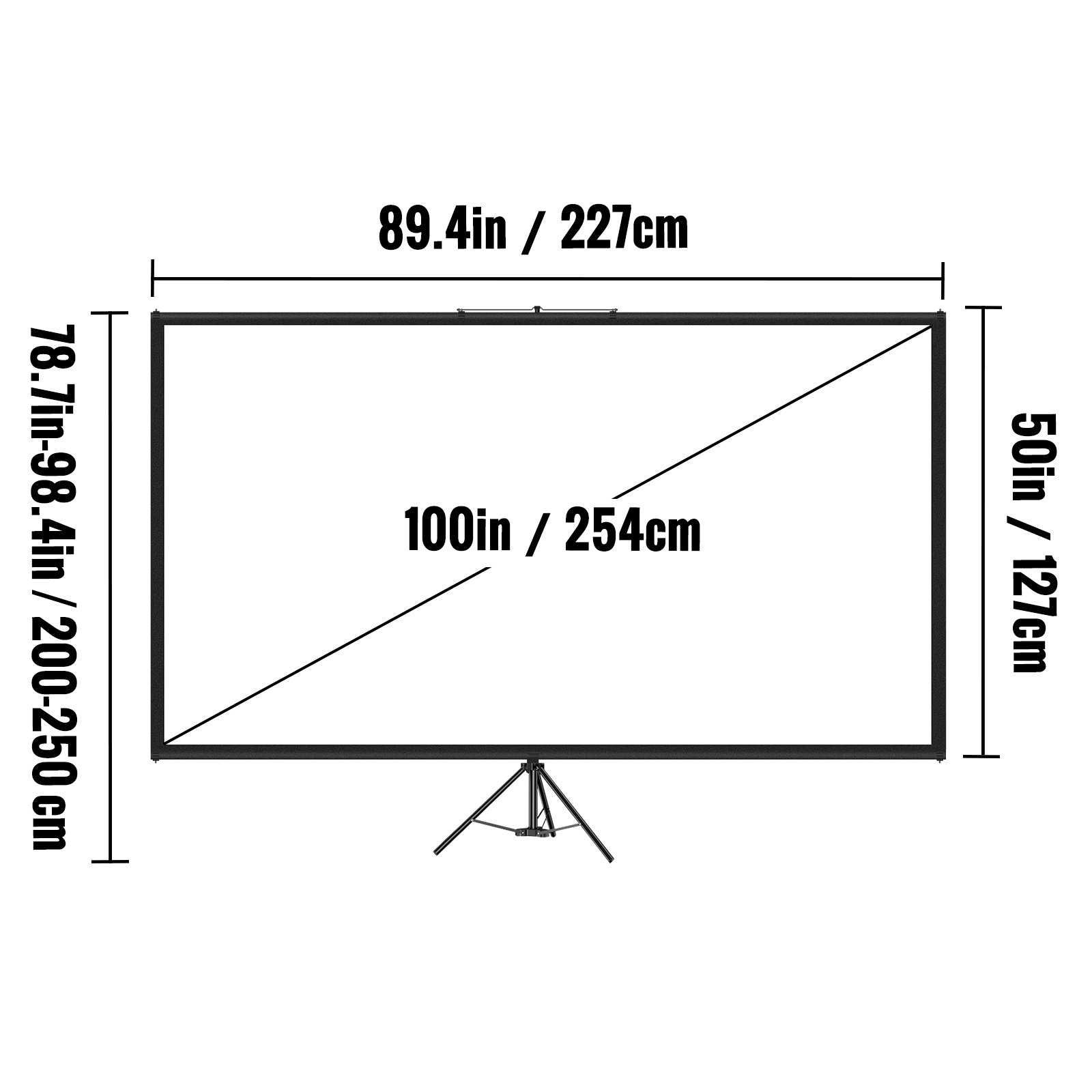 EKRAN z Rolki Projekcyjny 100” DO PROJEKTORA + STATYW HD 4K 200-250cm