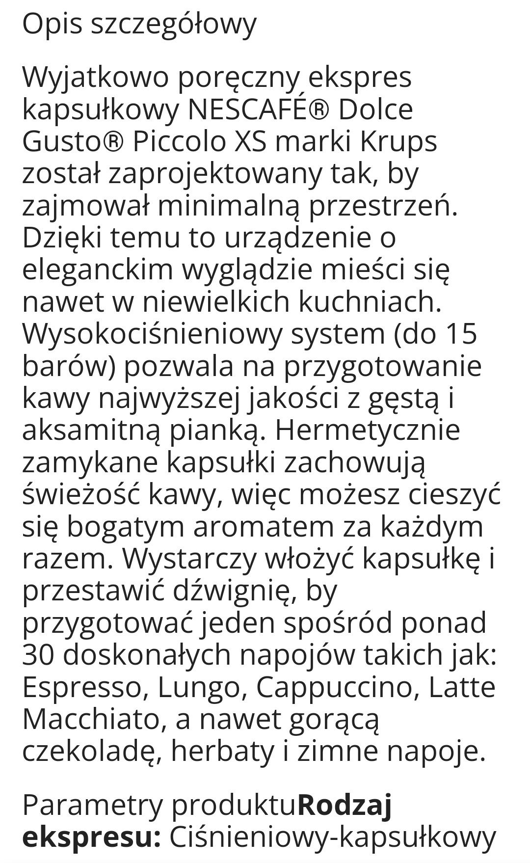 Ekspres do kawy Krups dolce Gusto Piccolo
